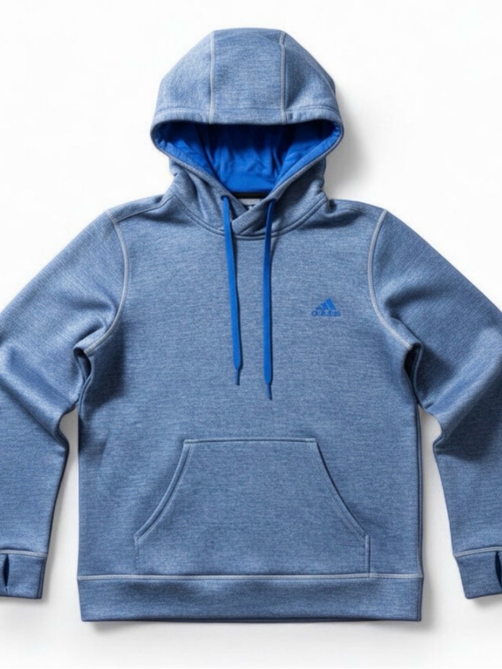 Adidas Climawarm Blue Heathered Fleece Hoodie Mens Small